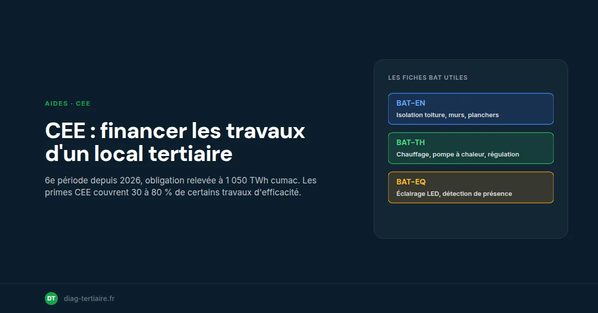 CEE pour un local tertiaire : montants, primes et cumul en 2026