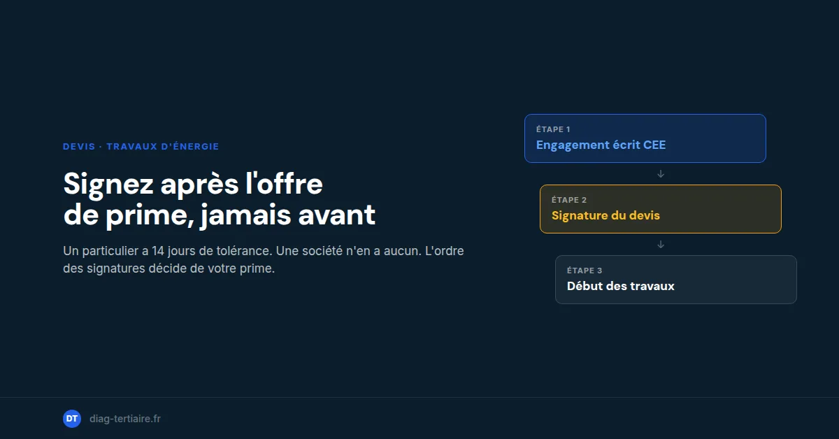 Devis travaux énergie : signer avant l'offre de prime vous la fait perdre