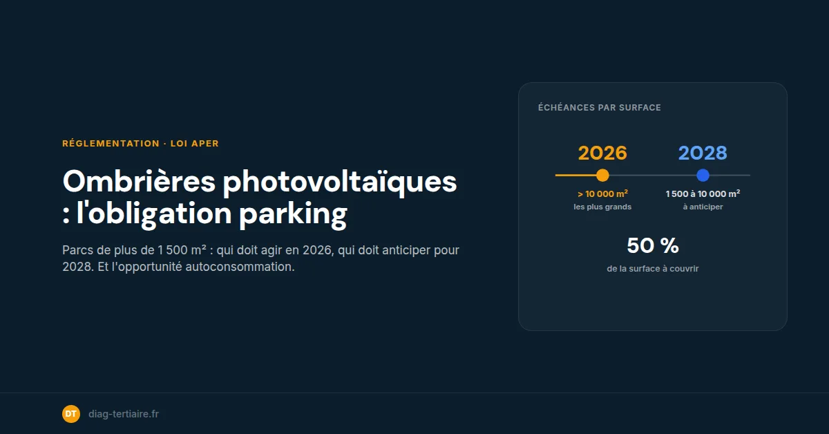 Ombrières photovoltaïques parking : ce que la loi APER impose en 2026