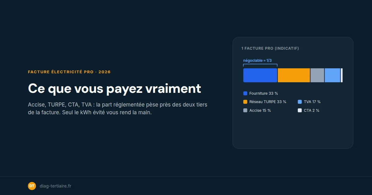 Taxes facture électricité entreprise 2026 : ce que vous payez